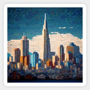 Mosaic San Francisco Skyline Square | San Fran Architecture | California Sticker